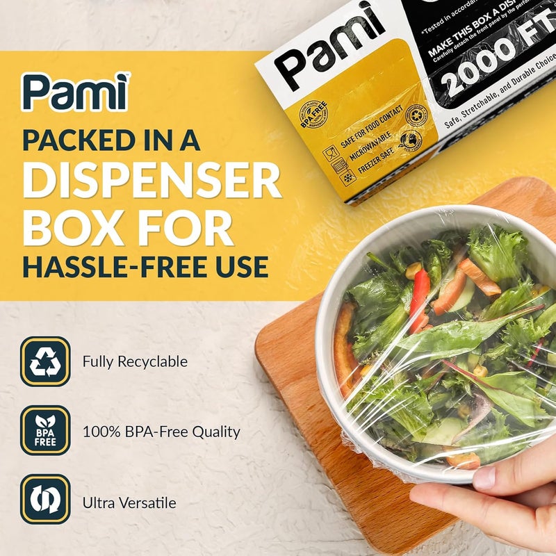 PAMI لف بلاستيك شفاف للطعام 12" × 2000 قدم - Image 2